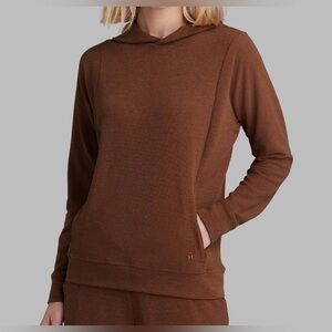 Tommy John Women's Zen Chocolate Brown Lightweight Waffle Knit Hoodie